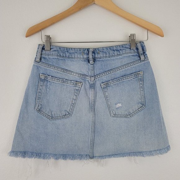 Free People We The Free Button Fly Denim Distressed Mini Skirt Si… - Picture 10 of 14